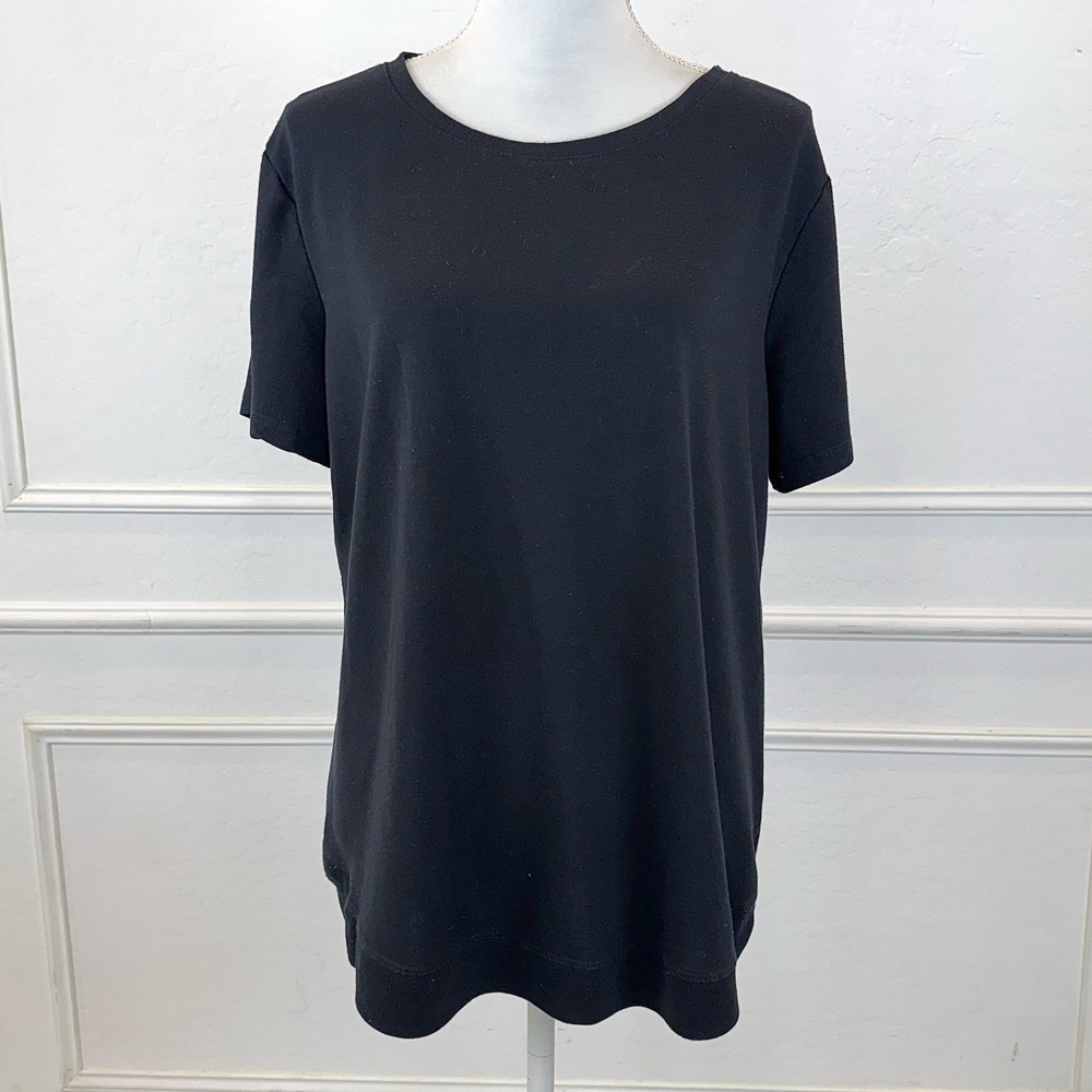Danskin Womens‎ XL Black Short Sleeve Crew Neck Activewear Loose Tee Shirt